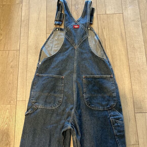 VTG Dickies Overalls Mens 34x32 Blue Denim Distressed Carpenter Work carhartt - Picture 7 of 8